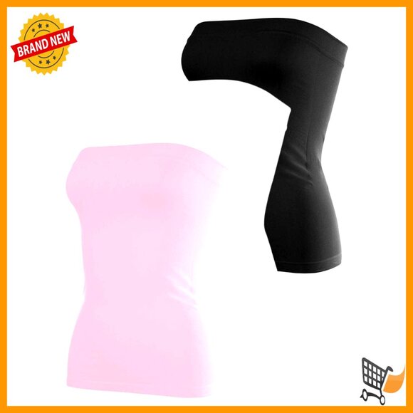 Stretchy Cotton Tube Tops 3 Pack Slim Fit Strapless Bandeau